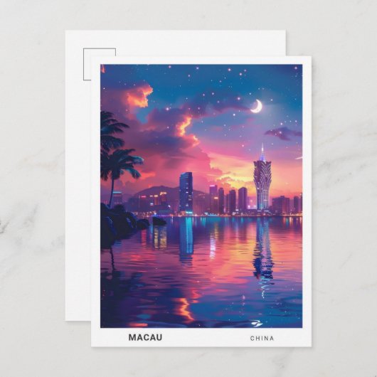 Overnachting in Macau China Reizen Briefkaart (Voorkant / Achterkant)