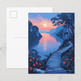 Overnachting in Plitvice Lakes Kroatië Vintage Tra Briefkaart