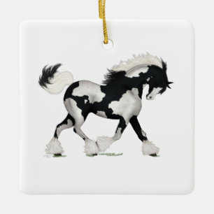 Overo Gypsy Vanner Horse Pony Equestrian Charm Keramisch Ornament