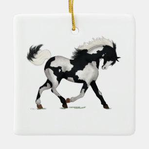 Overo Pied Pinto Paint Horse Pony Equestrian Charm Keramisch Ornament