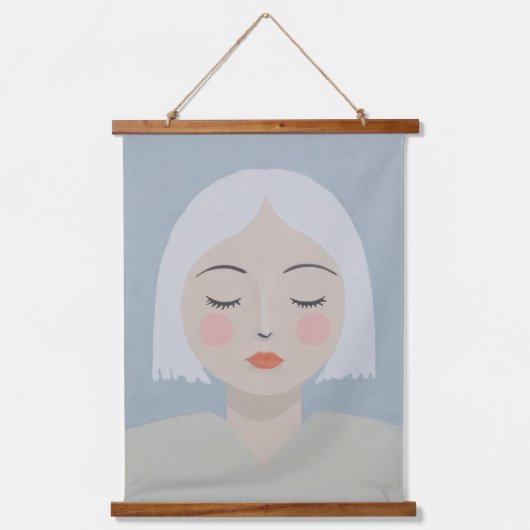 Overpeinzing - Minimalistisch portret Hangend Wandkleed (Voorkant)