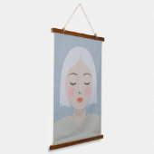 Overpeinzing - Minimalistisch portret Hangend Wandkleed (Gebogen)