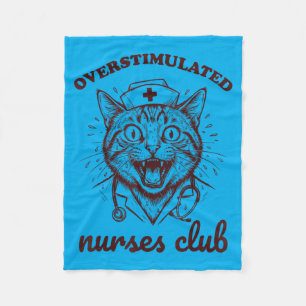 Overprikkelde Verpleegsters Club Grappige Kat Nach Fleece Deken