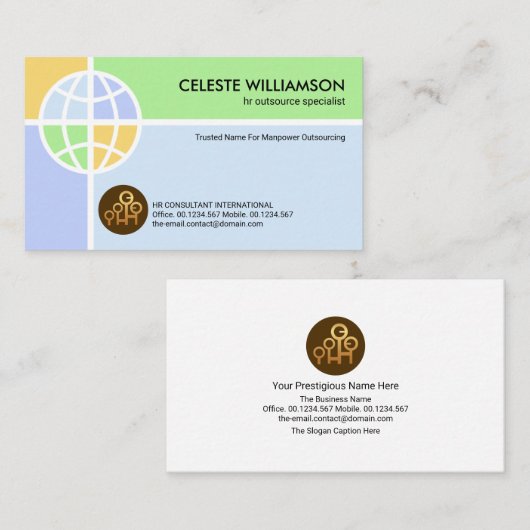 Oversize Global Motif Manpower Outsource Visitekaartje (Voorkant / Achterkant)