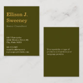 Oversize mos grijs professioneel vet type ontwerp visitekaartje (Voorkant / Achterkant)