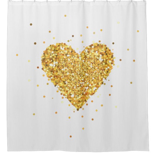 Oversized gouden glitter hart illustratie douchegordijn (Voorkant)