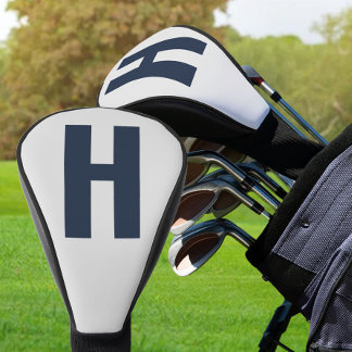 Oversized Initial Minimalistische Zilver Grijs en Golfheadcover