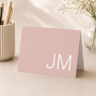 Oversized Monogram Eerste Letters Roze Roze Vouw Notitiekaartje