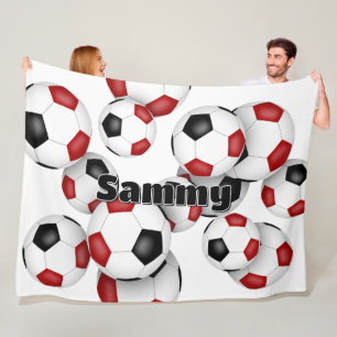 Oversized rode zwarte voetballen atletische inrich fleece deken