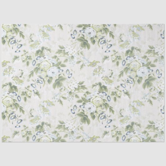 Oversized Sage Chintz, Engelse Rozentuin Tissuepapier (Voorkant)