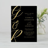 Oversized Script Monogram Donker Vervaagd Foto Bru Folie Uitnodiging (Staand Voorkant)