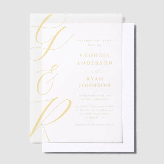 Oversized Script Monogram Wedding Vellum Uitnodigingen (Offset)