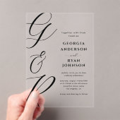 Oversized scriptmonogram transparant acryl uitnodigingen (Insitu (Draagbaar))
