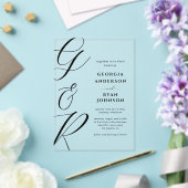 Oversized scriptmonogram transparant acryl uitnodigingen (Insitu (Huwelijk))