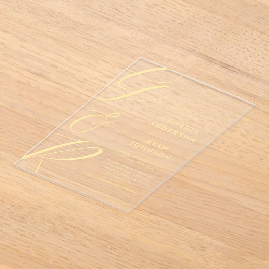 Oversized scriptmonogram transparant acryl uitnodigingen (Laagn)