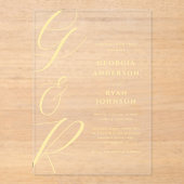 Oversized scriptmonogram transparant acryl uitnodigingen (Voorkant)