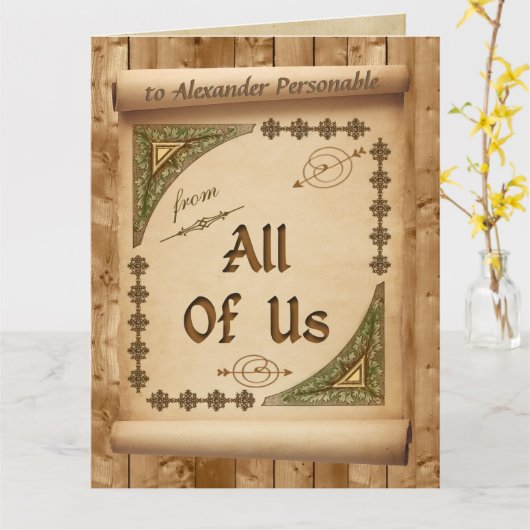 Oversized van ons allemaal Scroll Aangepaste naam Kaart (Gele Bloem)