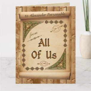 Oversized van ons allemaal Scroll Aangepaste naam Kaart