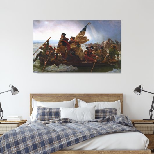 Oversteek Delaware 1776: Generaal George Washingto Canvas Afdruk (Insitu (Slaapkamer))