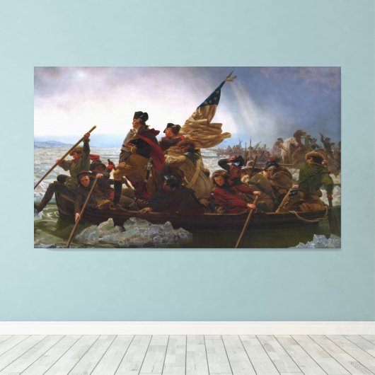 Oversteek Delaware 1776: Generaal George Washingto Canvas Afdruk (Insitu (Houten vloer))