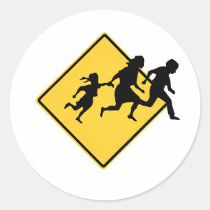 Oversteek door immigranten ronde sticker