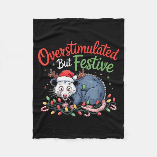 Overstimulated But Festive Funny Christmas Ossum U Fleece Deken (Voorkant)
