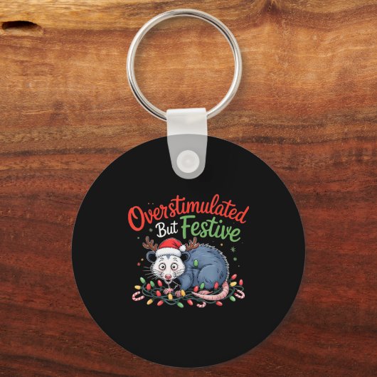Overstimulated But Festive Funny Christmas Ossum U Sleutelhanger (Voorkant)
