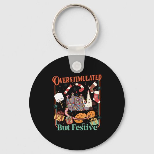 Overstimulated But Festive Funny Ossums Christmas Sleutelhanger (Voorkant)
