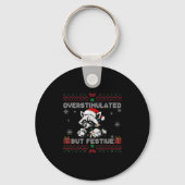 Overstimulated But Festive Ossum Ugly Sweater Chri Sleutelhanger (Voorkant)
