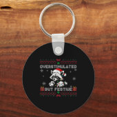 Overstimulated But Festive Ossum Ugly Sweater Chri Sleutelhanger (Voorkant)