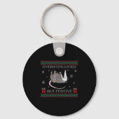 Overstimulated But Festive Ossum Ugly Sweater Chri Sleutelhanger (Voorkant)