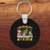 Overstimulated But Festive Ossum Ugly Sweater Chri Sleutelhanger (Voorkant)