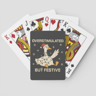 Overstimulatie Maar Feestelijke Kerstgans Xmas Pokerkaarten