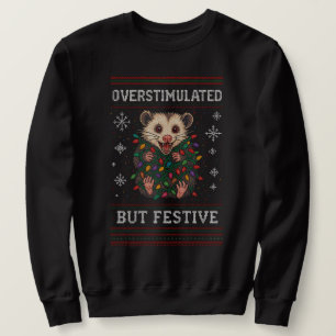 Overstimulatie Maar Feestelijke Possum Kerst Meme Trui