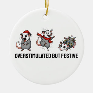 Overstimulatie Maar Festieve Opossum Kerst Keramisch Ornament