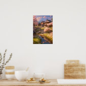 Overstromend plattelandsdorp van Tranquil in het v Poster (Keuken)