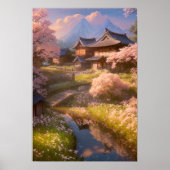 Overstromend plattelandsdorp van Tranquil in het v Poster (Voorkant)