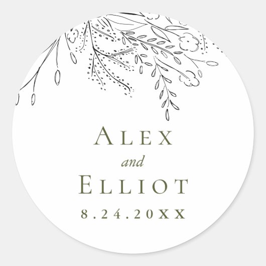 Overstromende Bouquet Wedding Ronde Sticker (Voorkant)