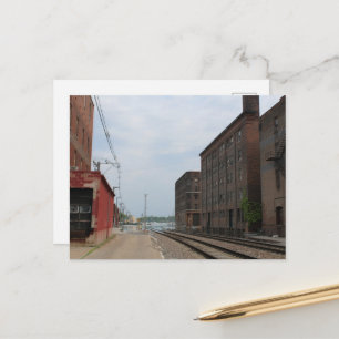 Overstroomde gebouwen treinsporen Burlington, Iowa Briefkaart