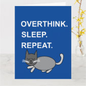 Overthink Slaap Herhaal Slapen Kat Groet Kaart (Gele Bloem)