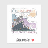 Overthinker Skeleton Custom Name Vinyl Sticker (Feuille)