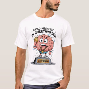 Overthinking Champion – Funny Brain Cartoon T-shirt