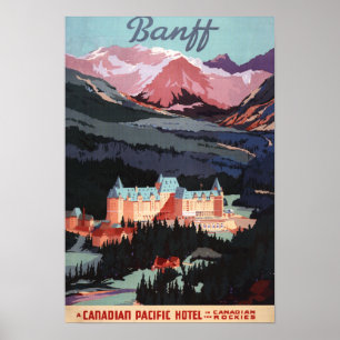 Overview met de Banff Springs Hotel Poster