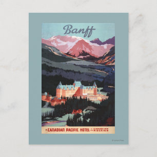 Overview met de Banff Springs Hotel Poster Briefkaart