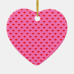 Overvloed aan harten, rode harten op roze keramisch ornament