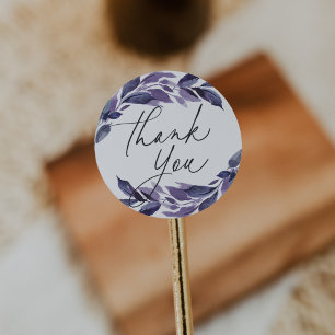 Overvloedig Blad Violet Botanische Dank Je Wel Ronde Sticker
