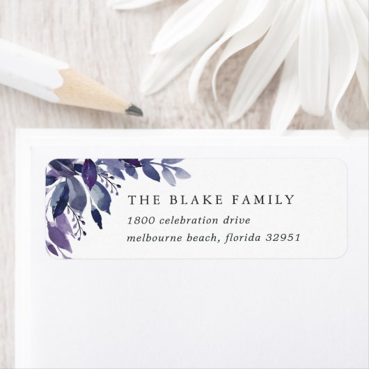 Overvloedig gebladerte violet botanische retour ad etiket (Insitu)