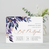 Overvloedig gebladerte | Violet Botanische vleermu Folie Uitnodiging (Staand Voorkant)