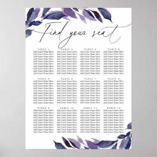 Overvloedig gebladerte violette botanische zitgraf poster (Voorkant)