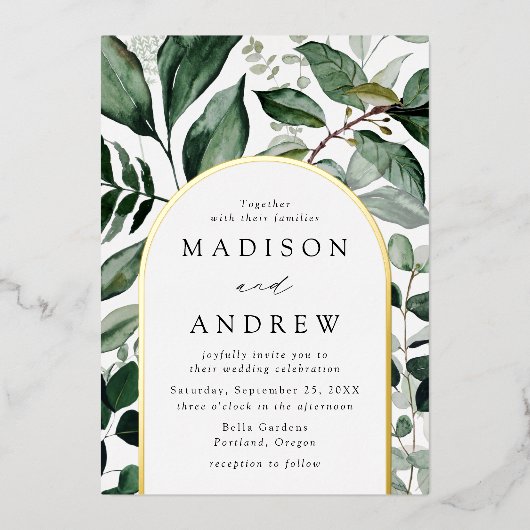 Overvloedig Grieks Lijst bruiloft Folie Uitnodiging (Voorkant)